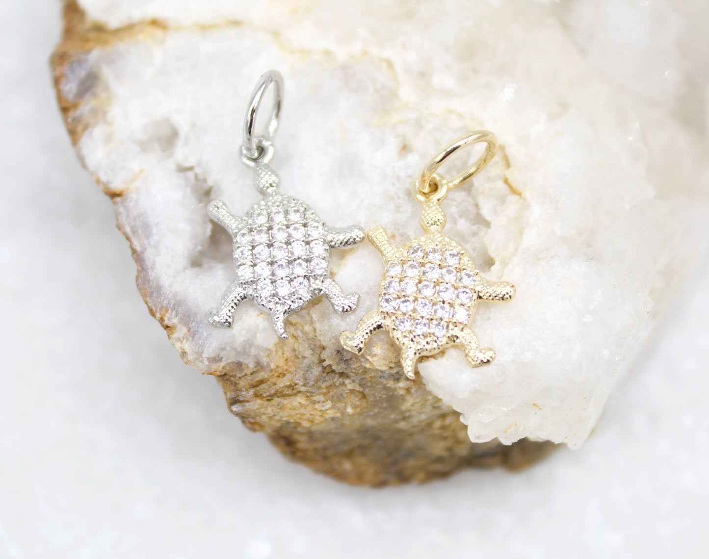 18K Gold Filled Turtle With CZ Stones