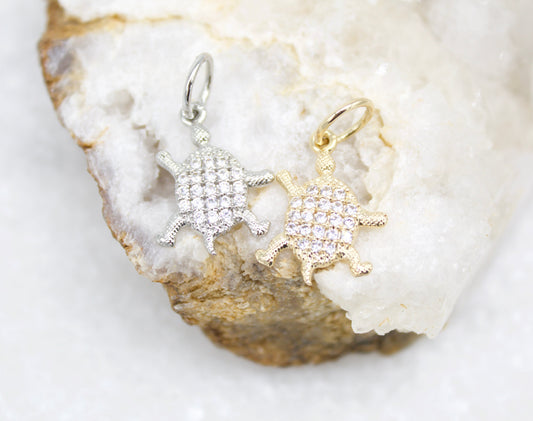 18K Gold Filled Turtle With CZ Stones