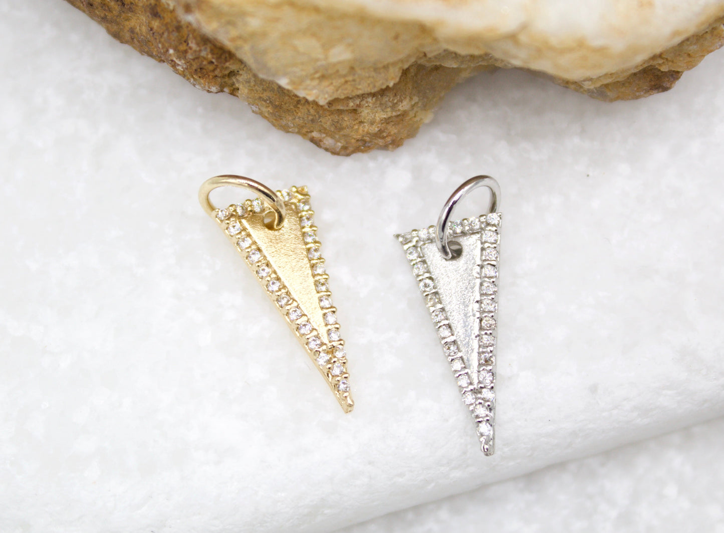 18K Gold Filled CZ Stones Triangle