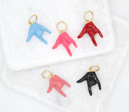 18K Gold Filled Enamel Love Hand Sign Language