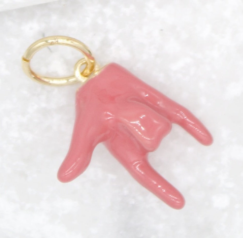18K Gold Filled Enamel Love Hand Sign Language