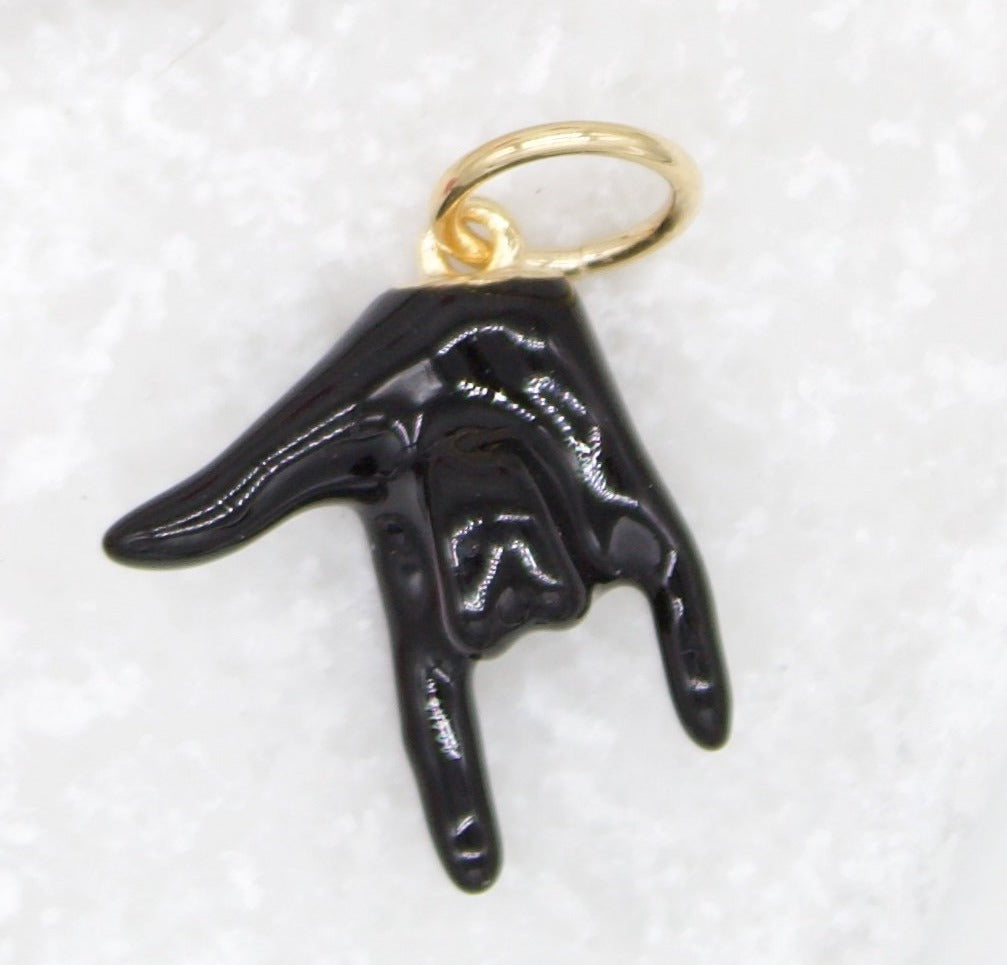 18K Gold Filled Enamel Love Hand Sign Language