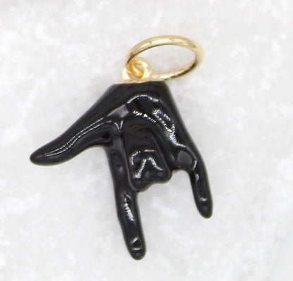 18K Gold Filled Enamel Love Hand Sign Language
