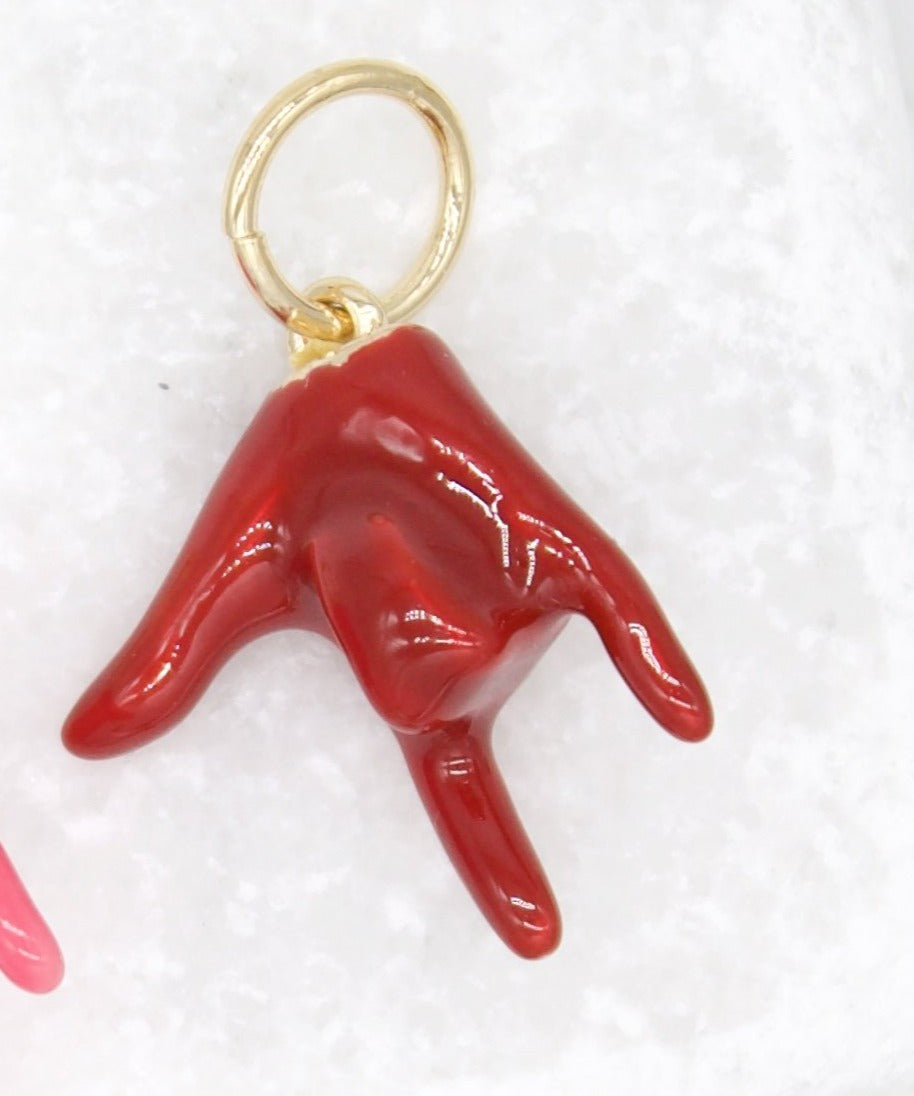 18K Gold Filled Enamel Love Hand Sign Language