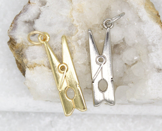 18K Rhodium Filled Clip Pendant Charm