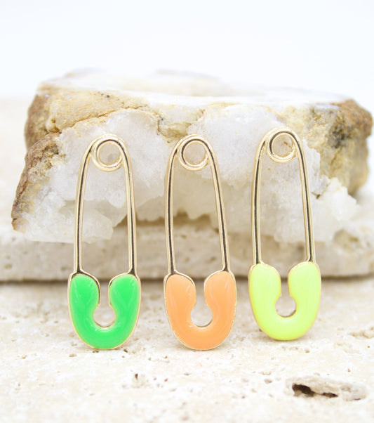 18K Gold Filled Colorful Enamel Safety Pin Pendant