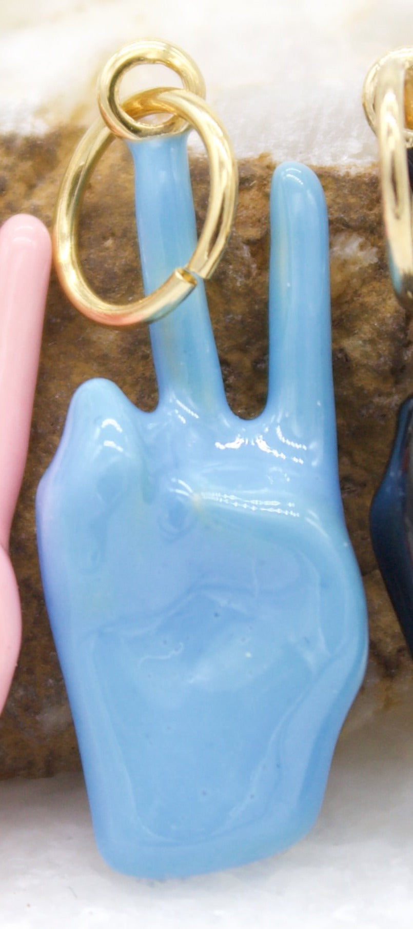 18k Gold Filled Enamel Peace Hand Sign