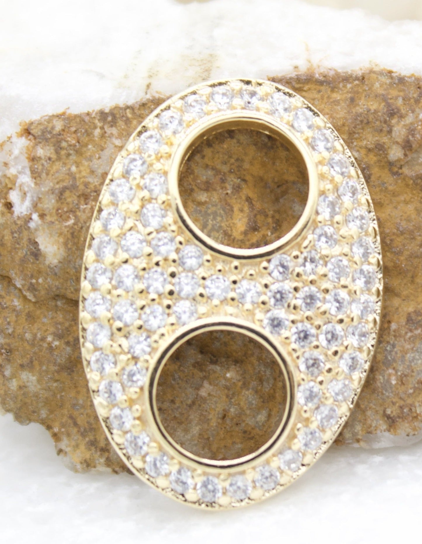 18K Gold Filled Puffy Mariner Pendant Charm With CZ Stones