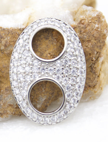 18K Gold Filled Puffy Mariner Pendant Charm With CZ Stones