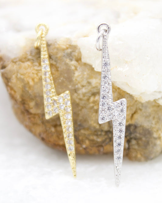 Gold 18K Fill Charm Lightning Bolt CZ