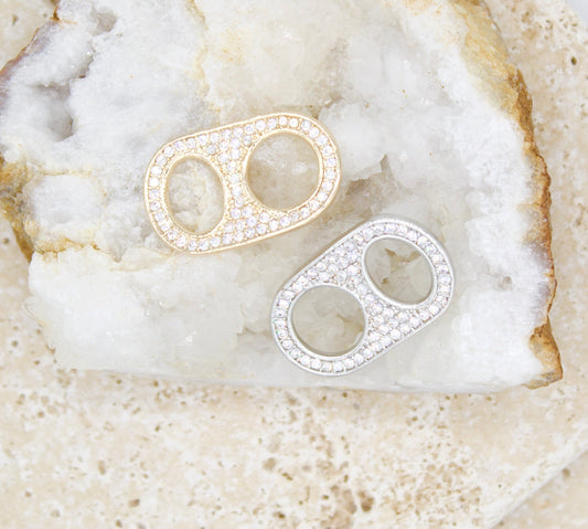 18K Rhodium Filled Soda Pull Tab With CZ Cubic Zirconia Stones