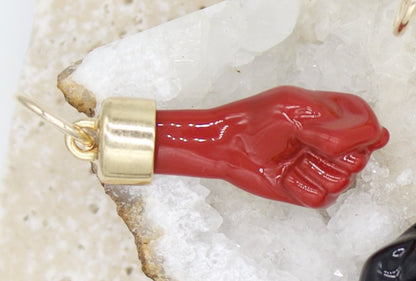 Gold Filled Enamel Figa Hand Pendant