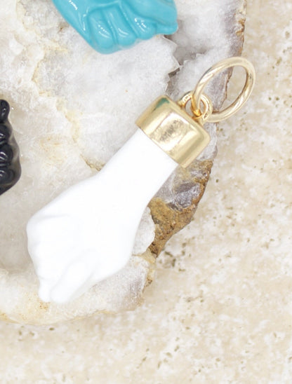 Gold Filled Enamel Figa Hand Pendant