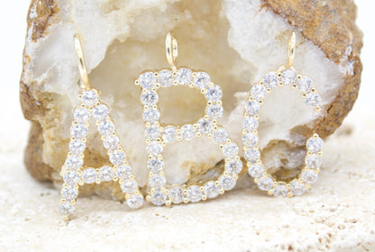 18K Gold Filled Capital Initials Name With CZ Cubic Zirconia Stones Pendant