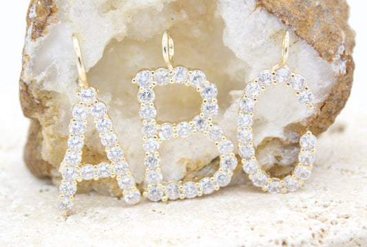 18K Gold Filled Capital Initials Name With CZ Cubic Zirconia Stones Pendant