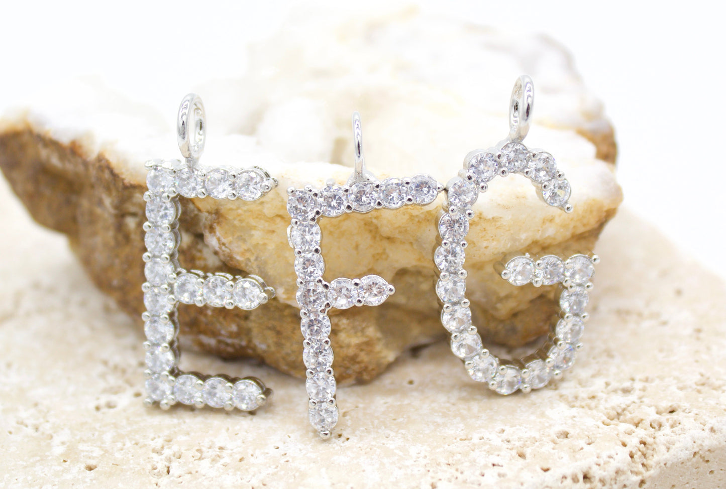 18K Gold Filled Capital Initials Name With CZ Cubic Zirconia Stones Pendant