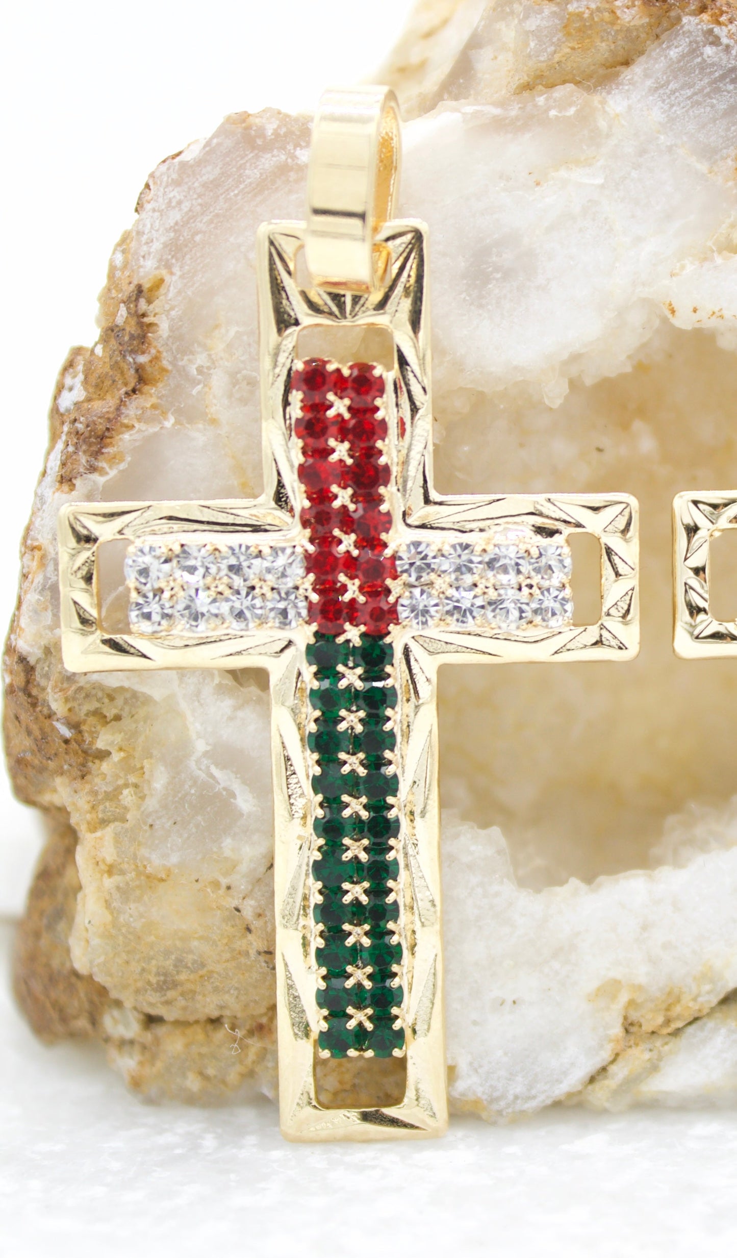 Gold Filled Latin Cross Pendant with CZ Stones