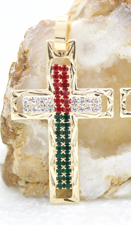 Gold Filled Latin Cross Pendant with CZ Stones