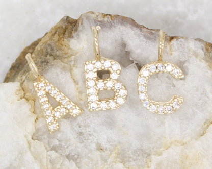 Shiny CZ Pave Initial Pendant