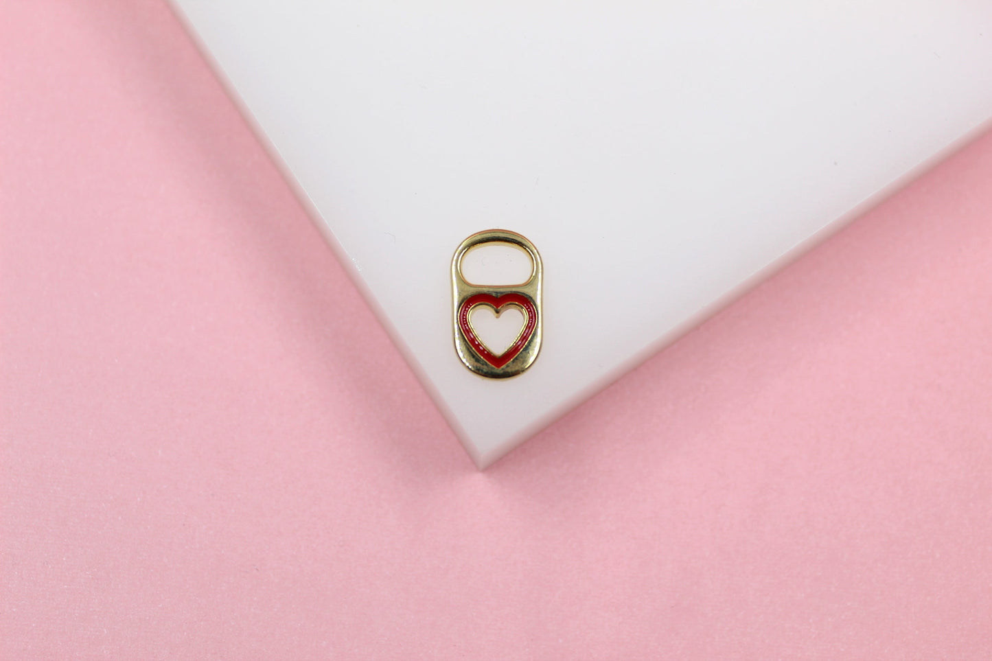 18K Gold Filled Soda Pull Tab Heart Shape Pendant