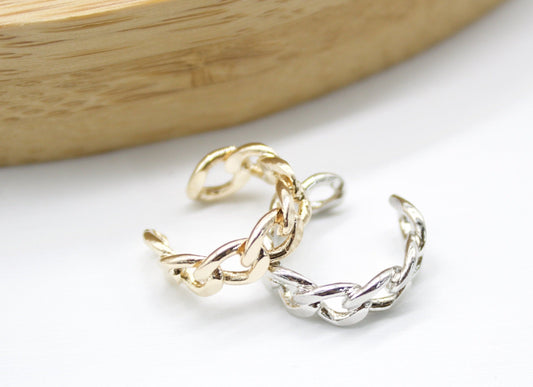 Gold Filled Cuban Curb Cuff Earrings