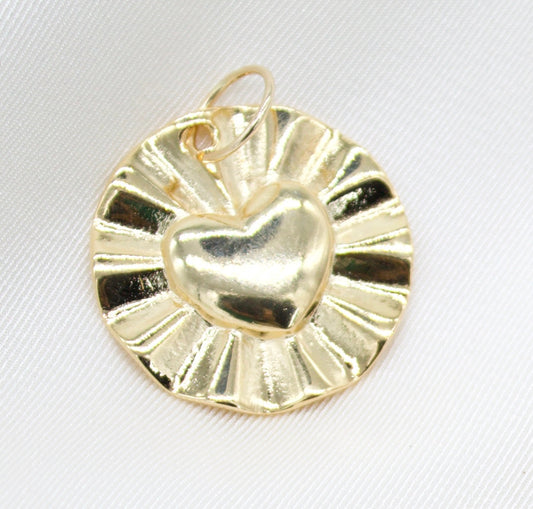 18K Gold Filled Heart Pendant Charm