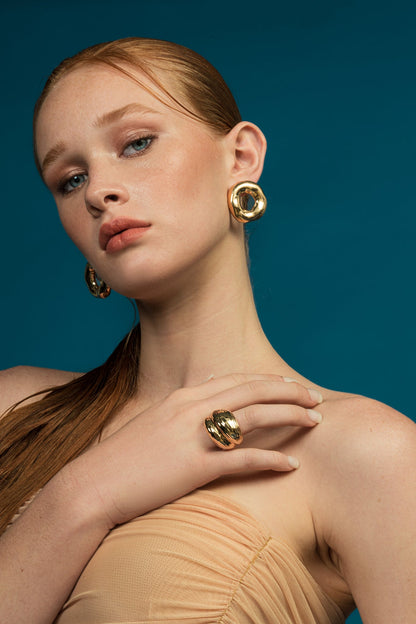 High End Exclusive Maximalist Thick Croissant Dome Ring