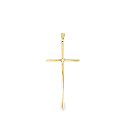 Slim Cross Crucifix Pendant with CZ Stones