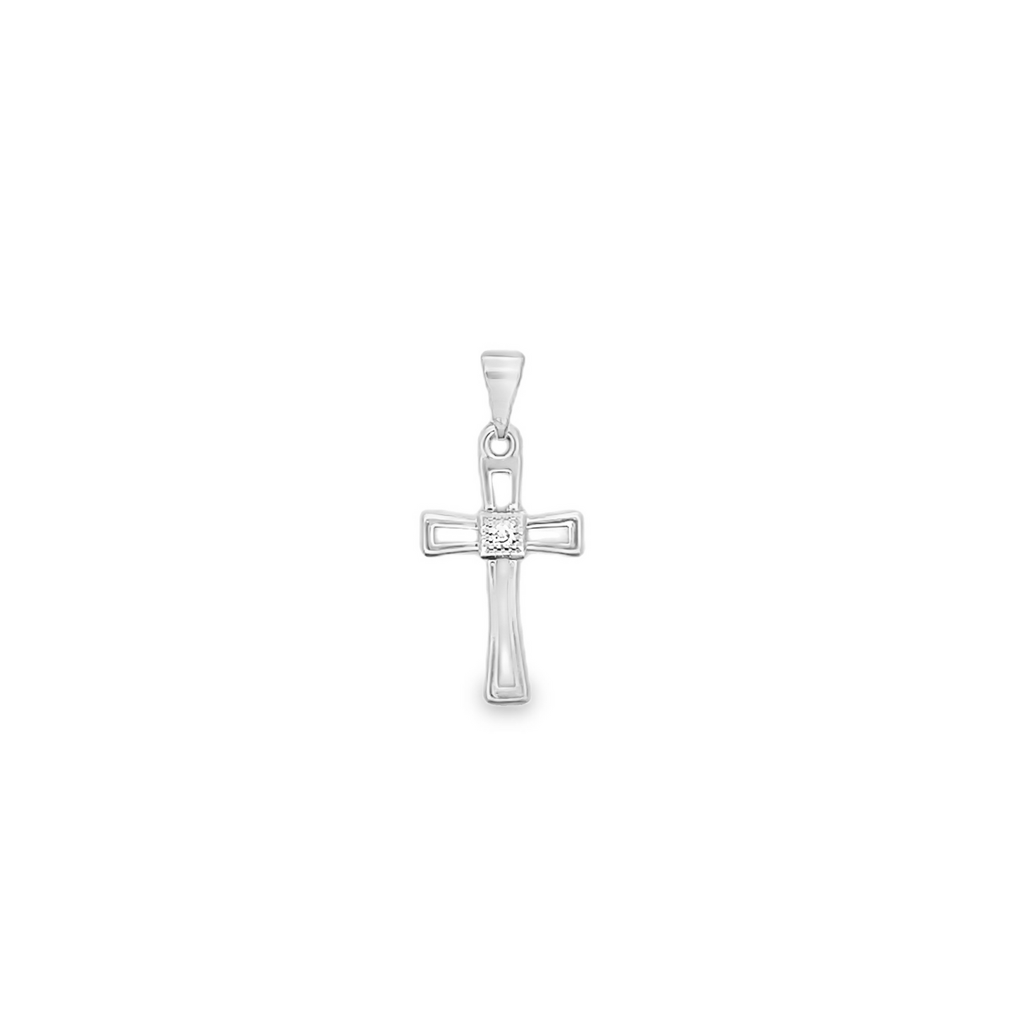 Gold Filled Cross Pendant with CZ Stone - Elegant Crucifix