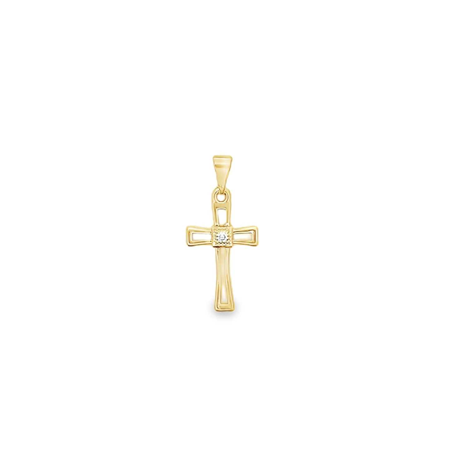 Gold Filled Cross Pendant with CZ Stone - Elegant Crucifix