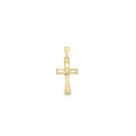 Gold Filled Cross Pendant with CZ Stone - Elegant Crucifix