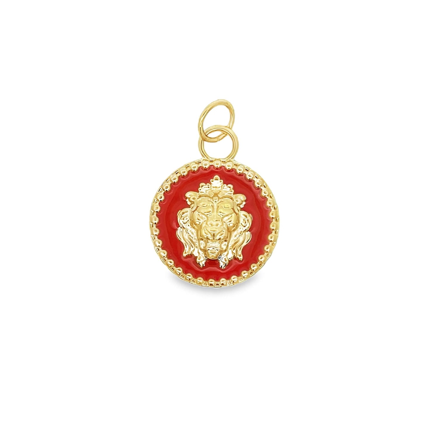 Multicolor Enamel Lion Head Medallion Pendant