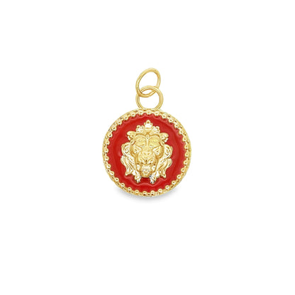 Multicolor Enamel Lion Head Medallion Pendant