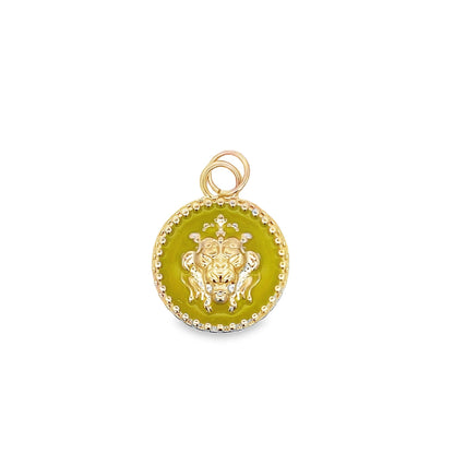 Multicolor Enamel Lion Head Medallion Pendant