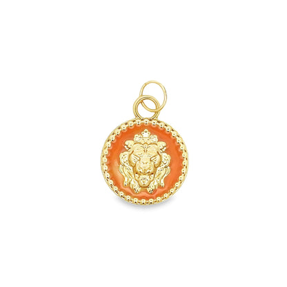 Multicolor Enamel Lion Head Medallion Pendant