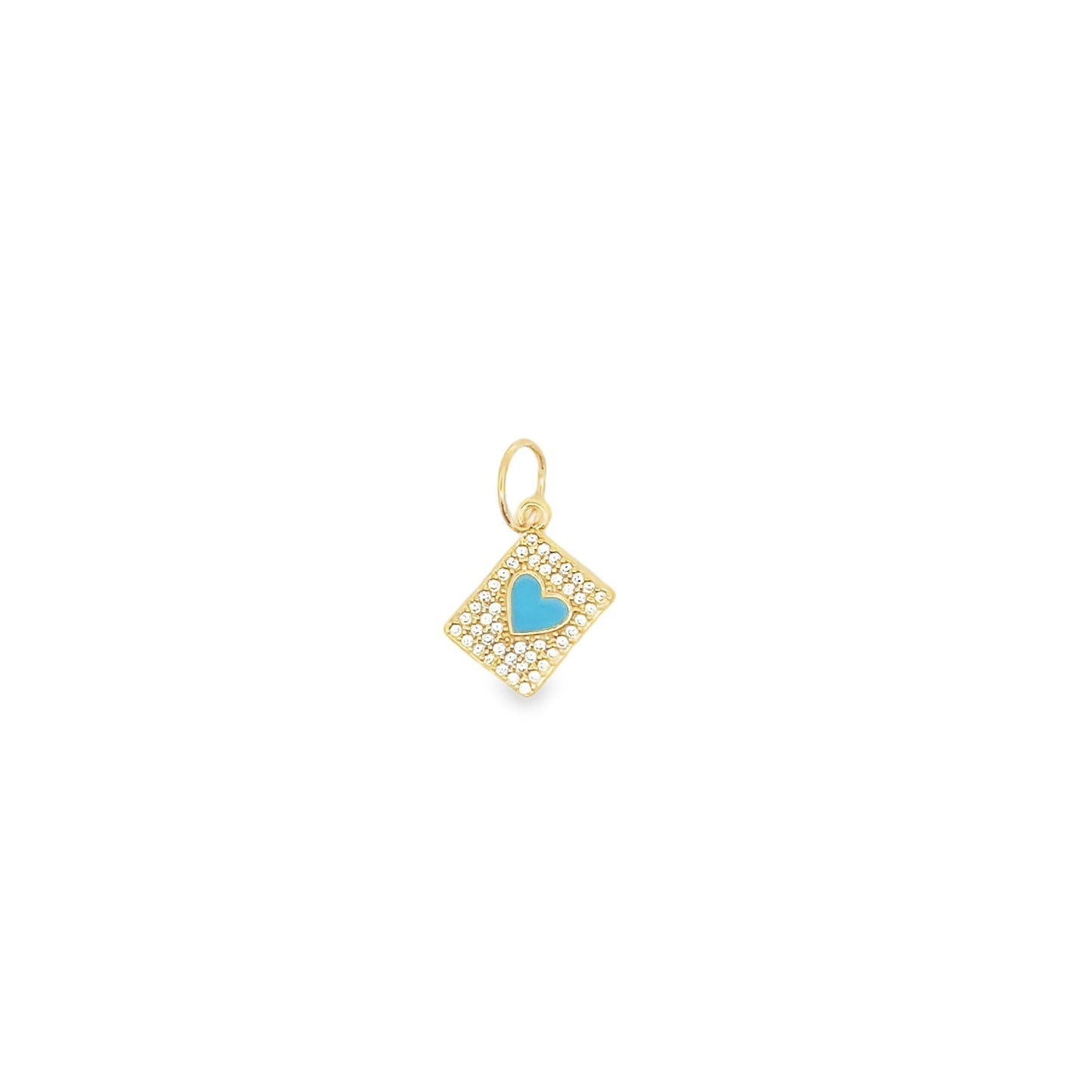 Enamel Heart Pendant Charm With Micro CZ Cubic Zirconia Stones