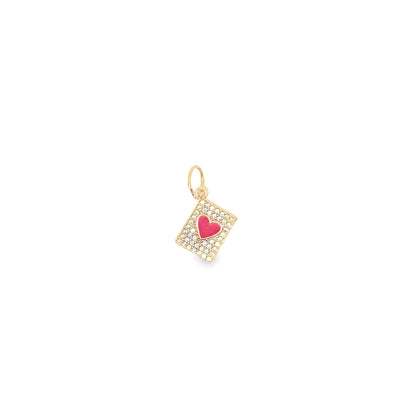 Enamel Heart Pendant Charm With Micro CZ Cubic Zirconia Stones
