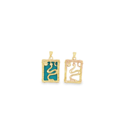 Gold Snake Moon And Sun Pendant With Zirconia Stones For 18K Gold Filled