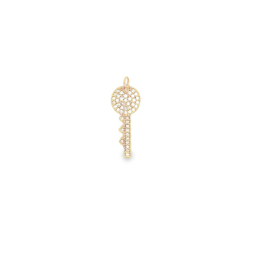 18K Gold Filled Key Charm With CZ Stones