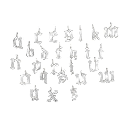 CZ Pave Gothic Initial Monogram Letter Pendant Charm