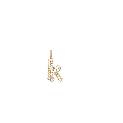 CZ Pave Gothic Initial Monogram Letter Pendant Charm