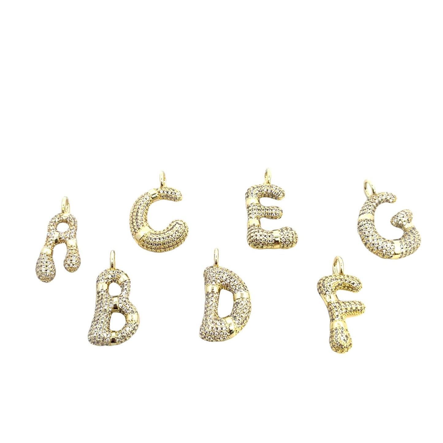 CZ Pave Glimmer Bubble Letter Pendant (A351)