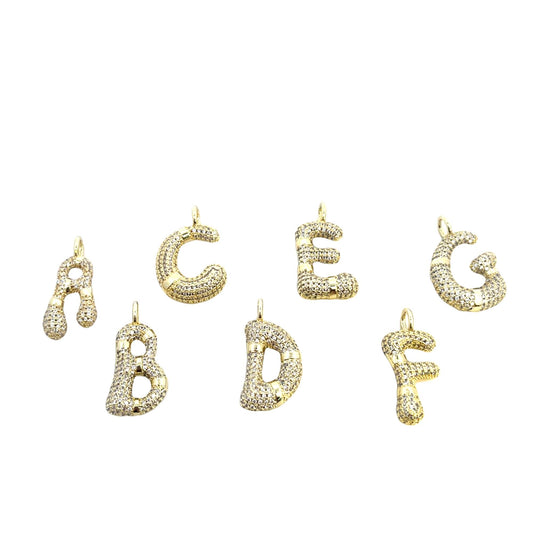 CZ Pave Glimmer Bubble Letter Pendant (A351)