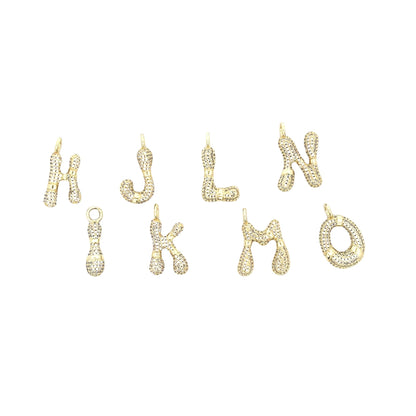 CZ Pave Glimmer Bubble Letter Pendant (A351)