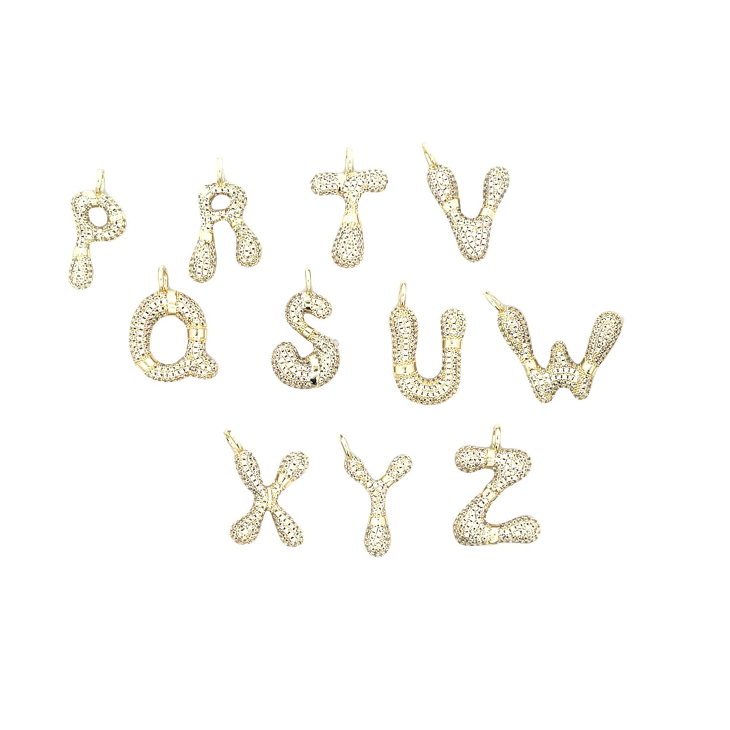 CZ Pave Glimmer Bubble Letter Pendant (A351)