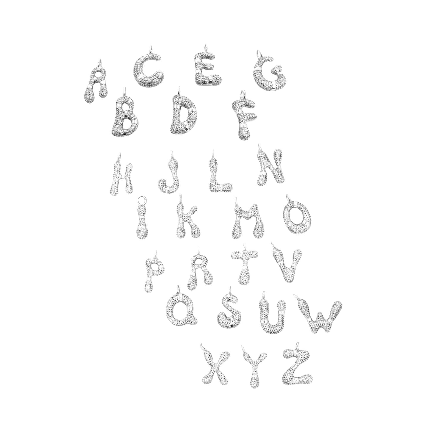 CZ Pave Glimmer Bubble Letter Pendant (A351)