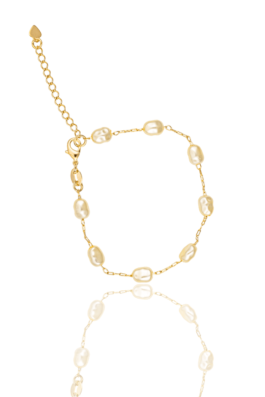 Oval Pearl Linked Bracelet