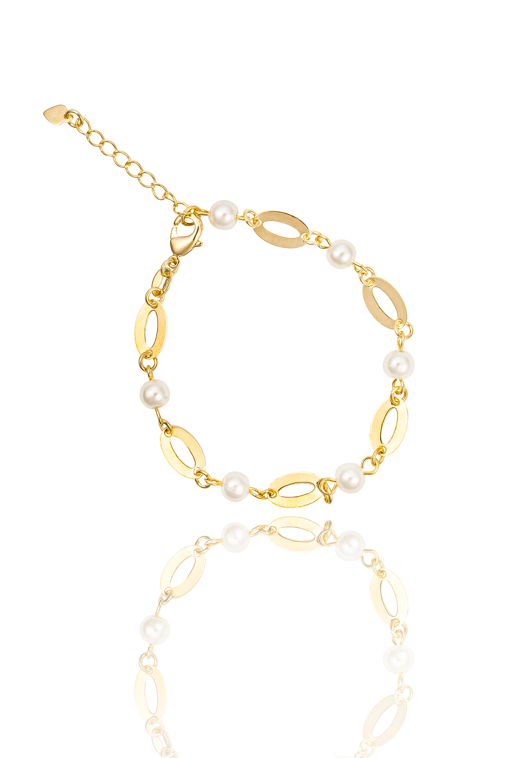 Oval Charm Link Pearl Bracelet