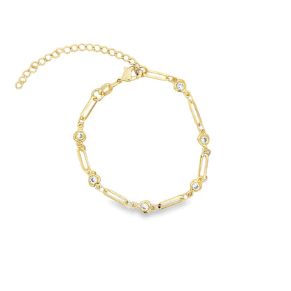 Clear CZ Heart Charm Clip Link Bracelet