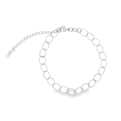 Thin Rope Textured Oval Link Bracelet